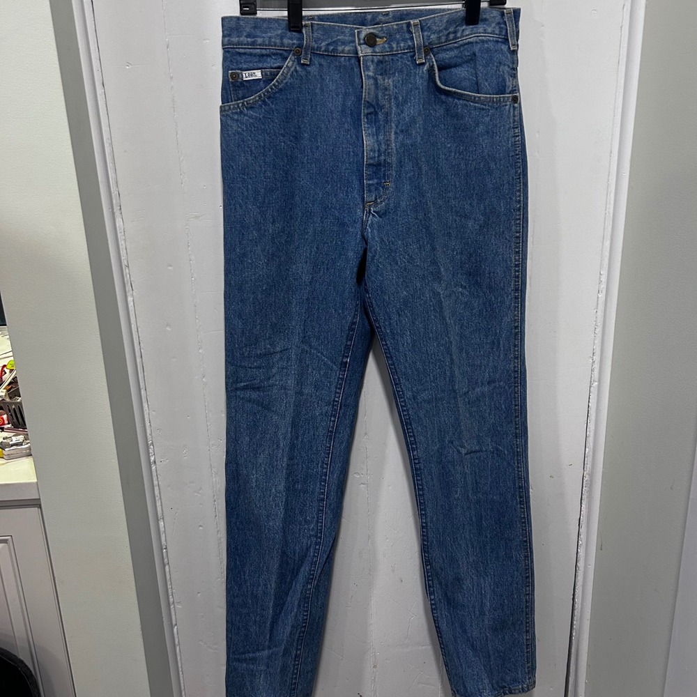 Vintage Lee Jeans Mens 33x34 Made in USA Medium Wash Straight Leg Denim Blue